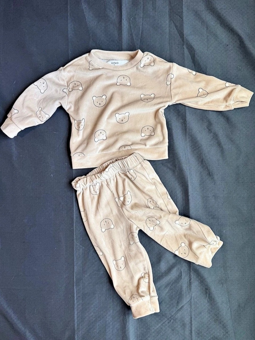 Carter's 2-Piece Bear Print Velour Sweatshirt & Jogger Set Pajama Set